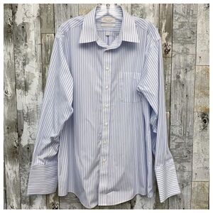 #498 Gold Label Roundtree Yorke Pinstriped Fitted Button Down Dressy Shirt Top